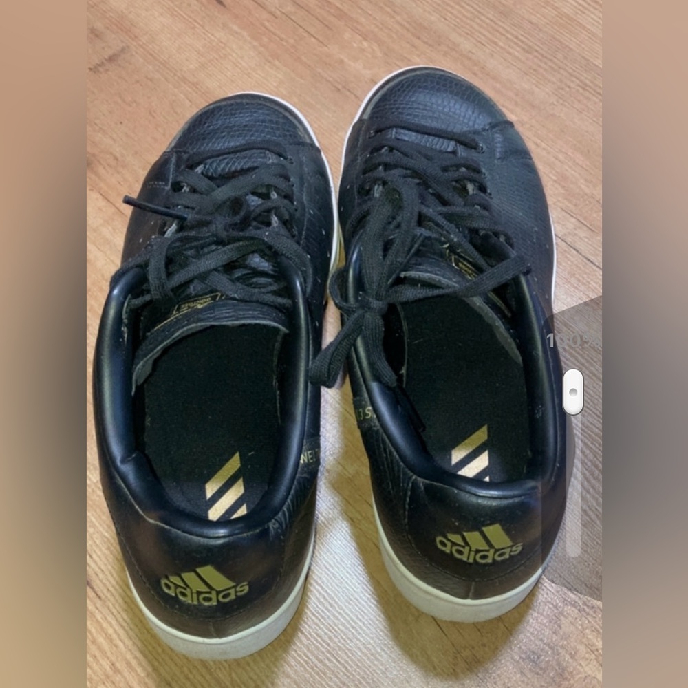 ADIDAS ADICROS  - LEA BLACK/WHITE F33778 BLACK LEATHER GOLF SPIKELESS - Picture 2 of 8